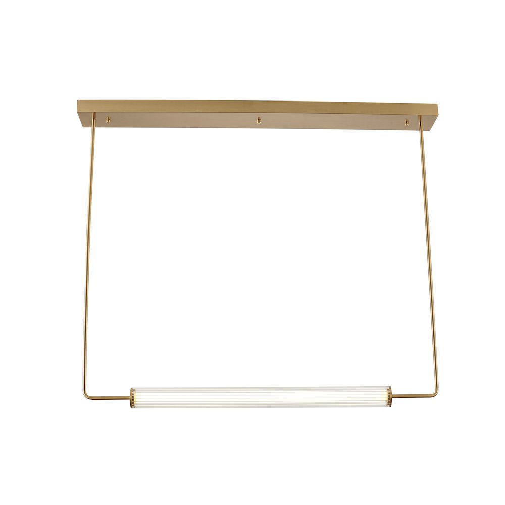 1-Light Brass LED Chandelier With A Clear And White Glass Cylinder Shade