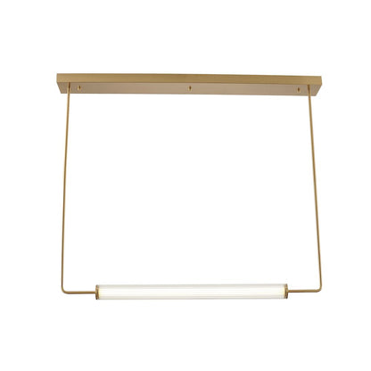 1-Light Brass LED Chandelier With A Clear And White Glass Cylinder Shade