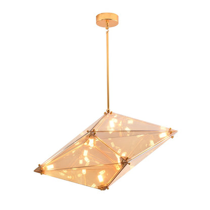 9-Light Gold Chandelier With An Amber Glass shade