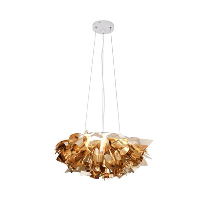 1-Light Shiny Gold Acrylic LED Chandelier With White hardware