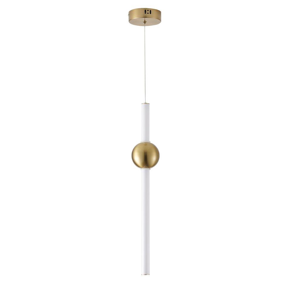1-Light Gold LED Single Pendant With A White Acrylic Shade