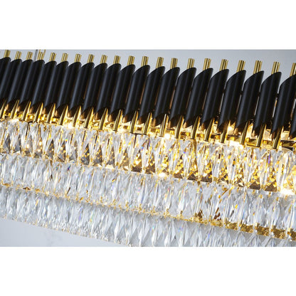 14-Light black and gold chandelier with clear hanging crystal