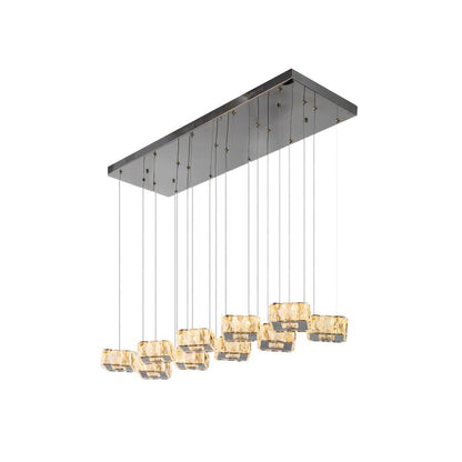 10-Light Chrome Metal LED Chandelier With Clear Crystal Accents