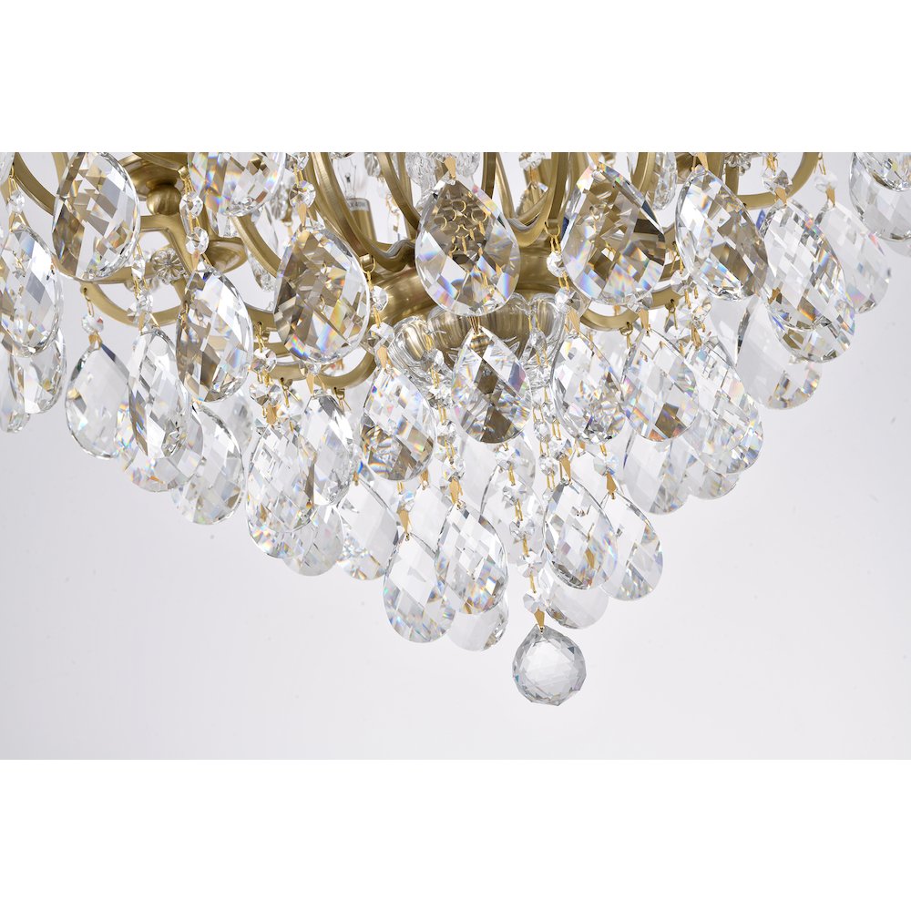 8-Light Antique Brass Chandelier With Clear Crystals