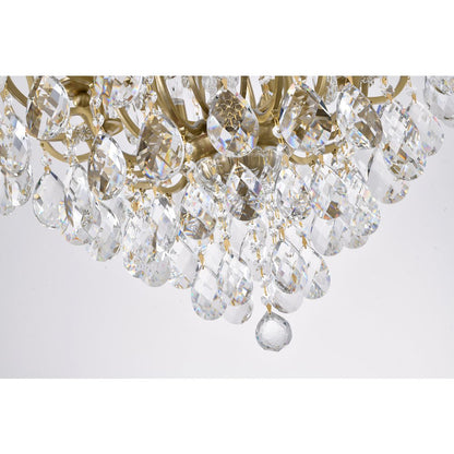 8-Light Antique Brass Chandelier With Clear Crystals