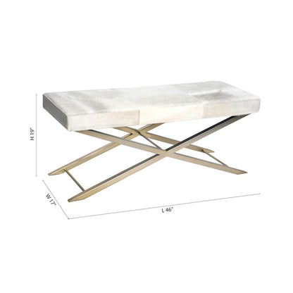 Gold Stainless Steel Bench With Grey Hairline Leather