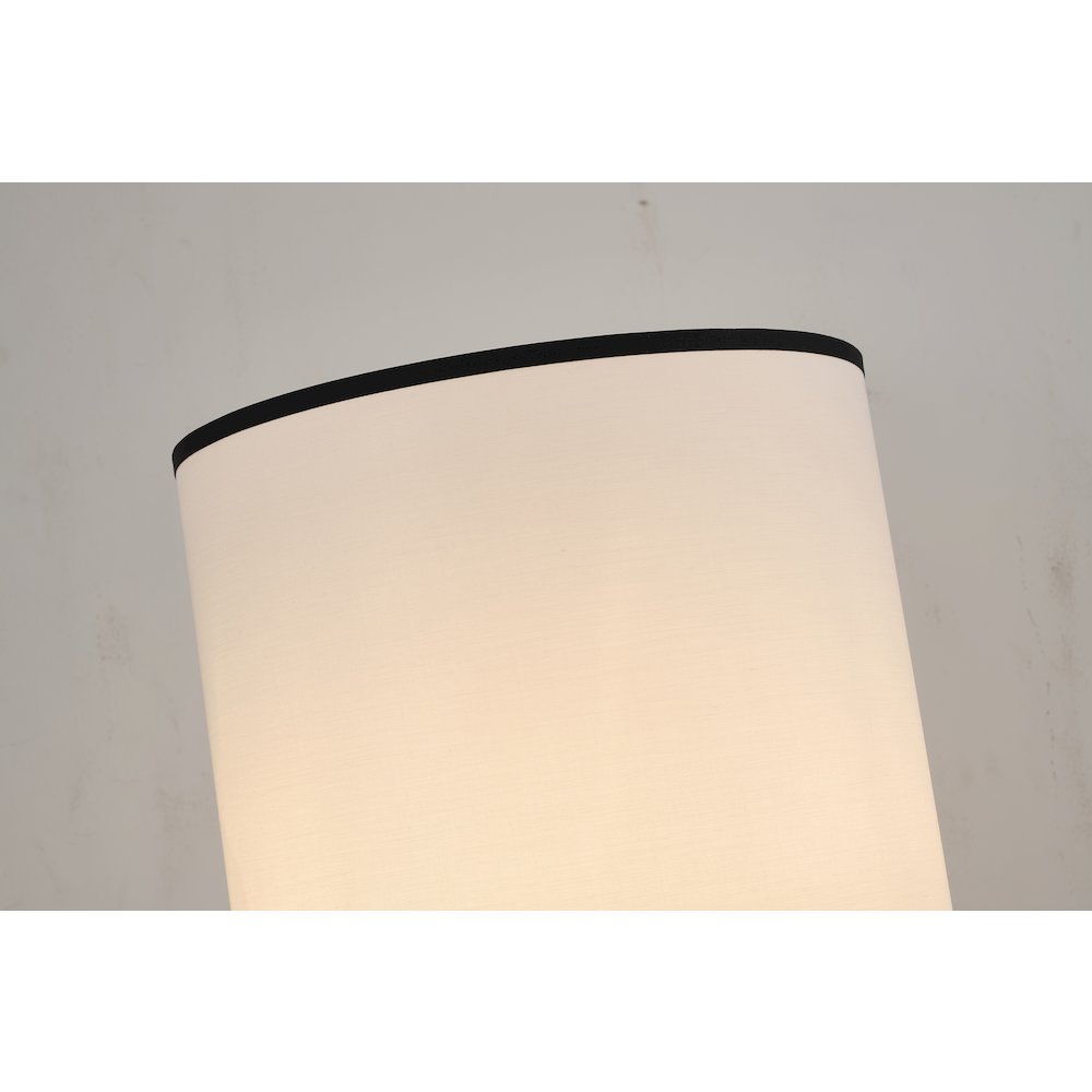 2-Light Black And Satin Brass Floor Lamp With A White Linen Shade