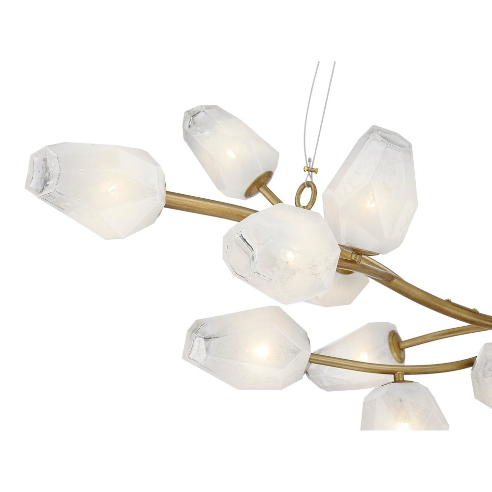 20-Light gold iron frame chandelier with white glass shades