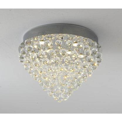 9-Light Chrome Flush Mount With Clear Crystals