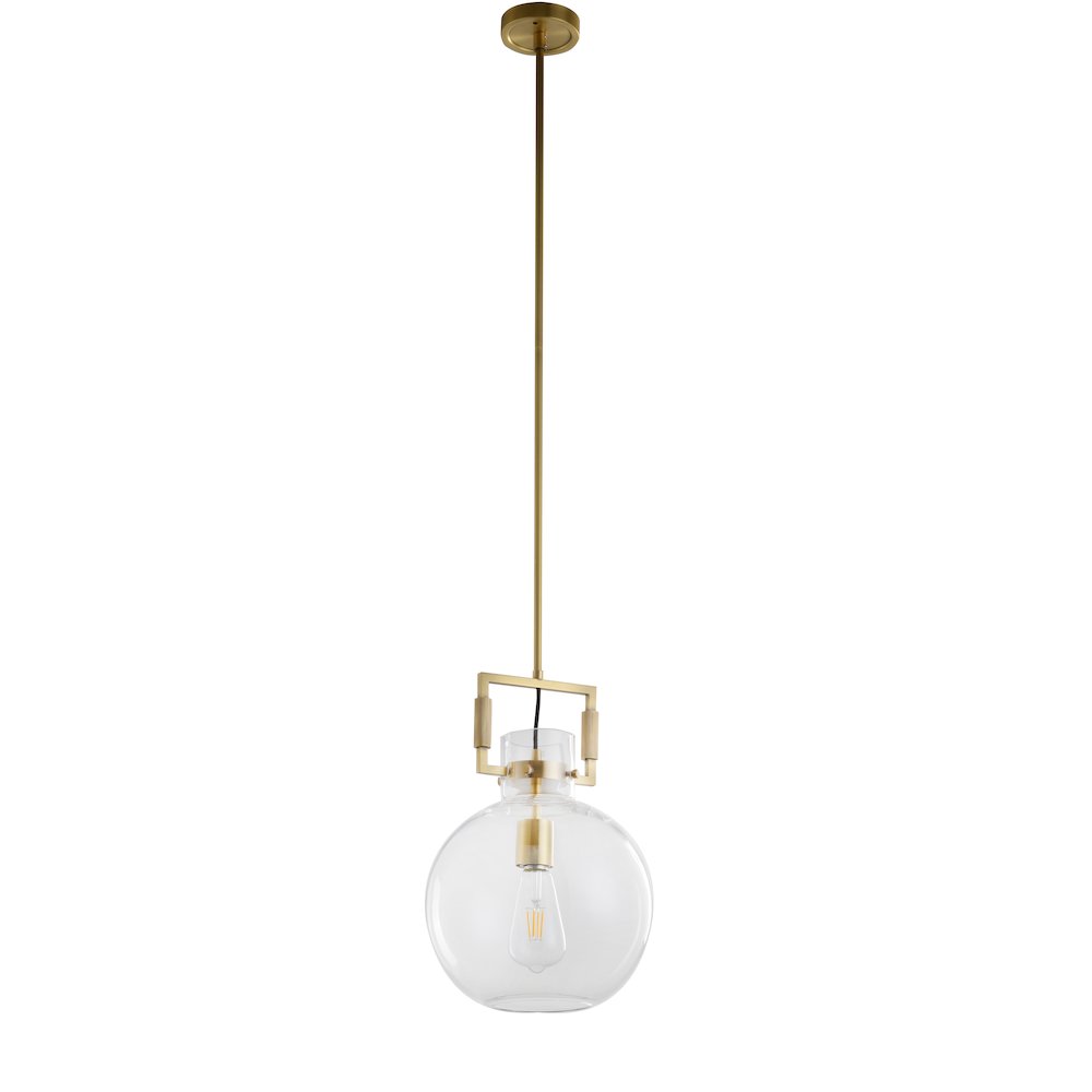 1-Light Brass Single Pendant With A Clear Glass Shade