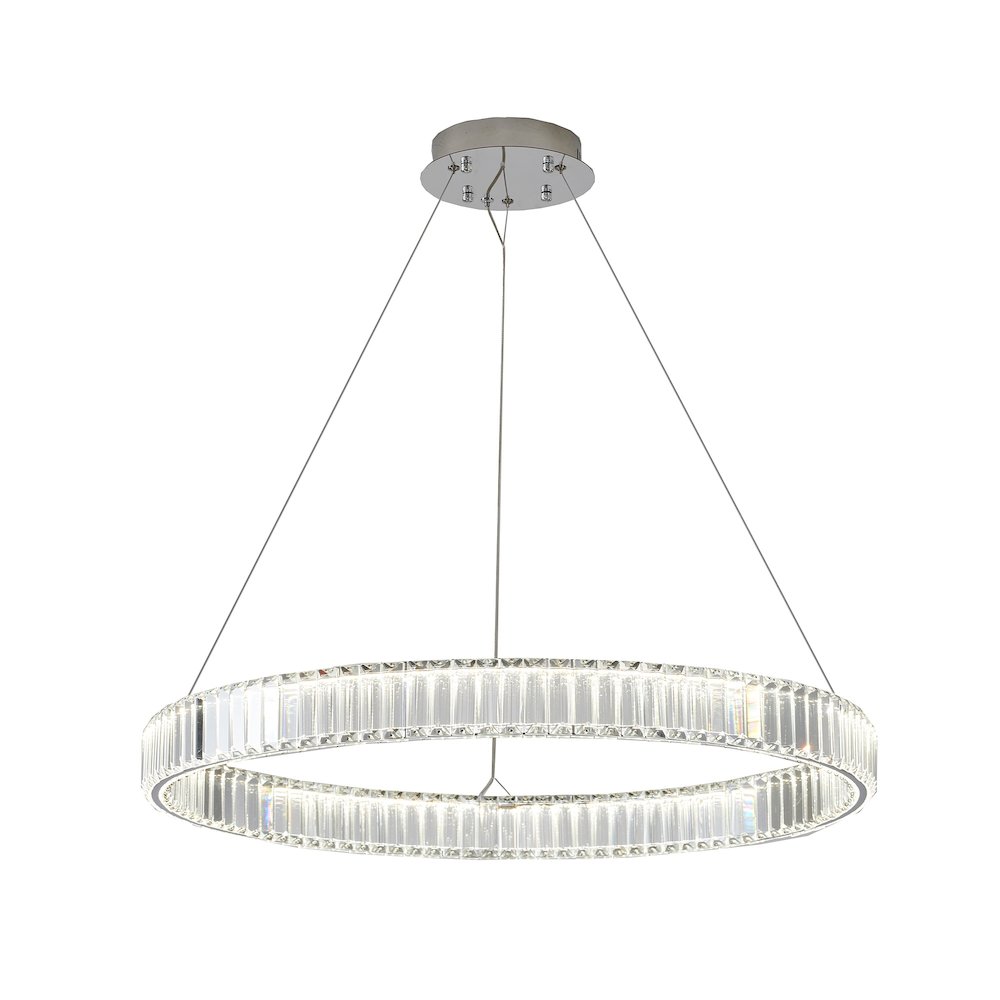 1-Light Chrome Steel LED Chandelier With Crystals