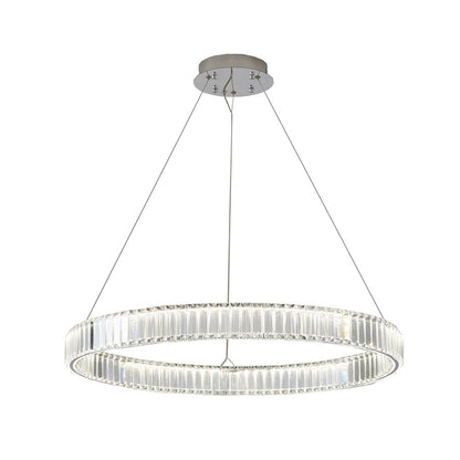 1-Light Chrome Steel LED Chandelier With Crystals