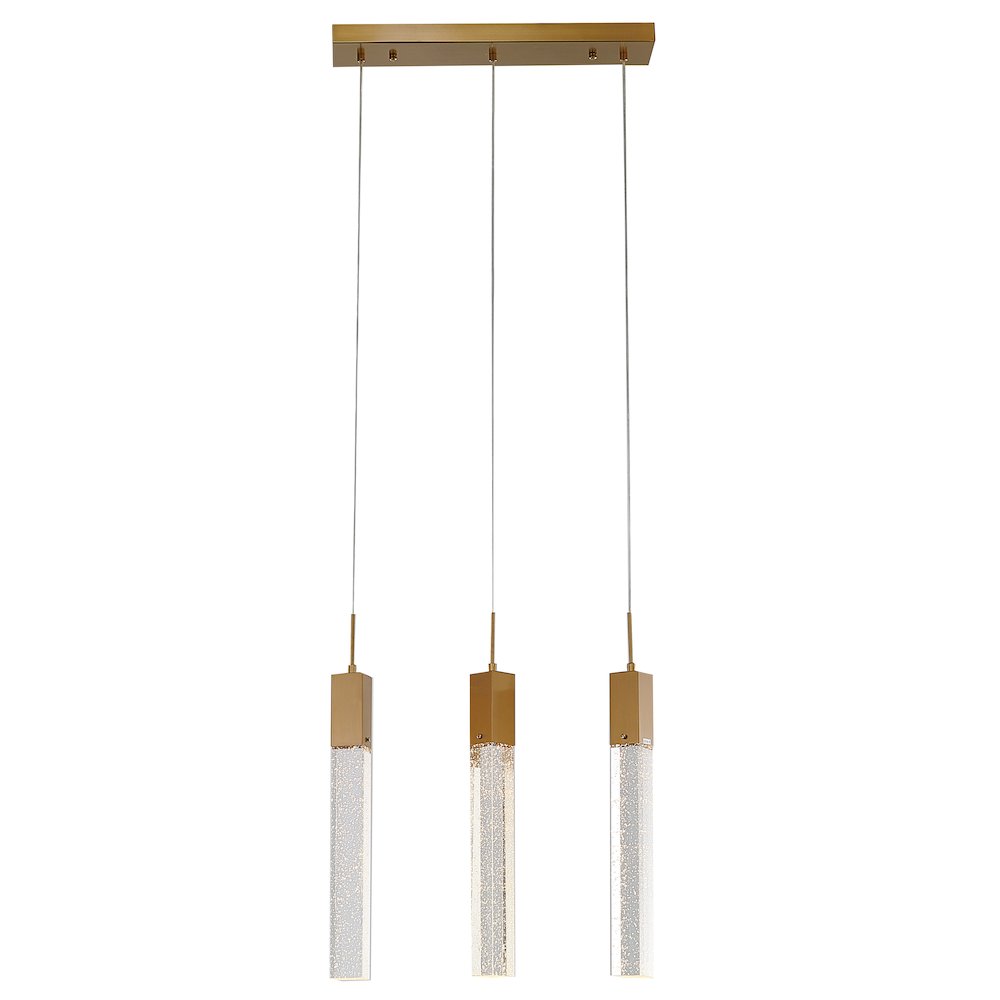 3-Light Gold Island Lighting With A Clear Bubble Crystal