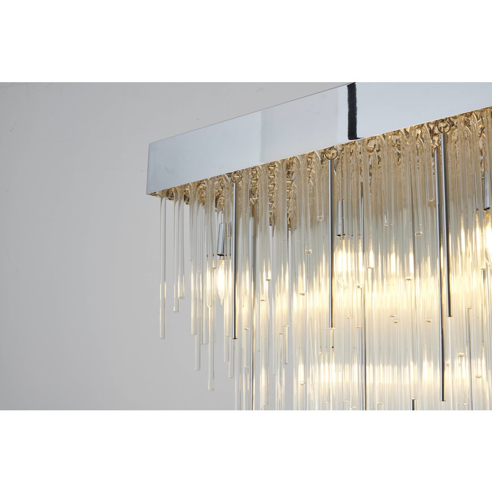 14-Light Chrome Chandelier With Clear Looped Glass