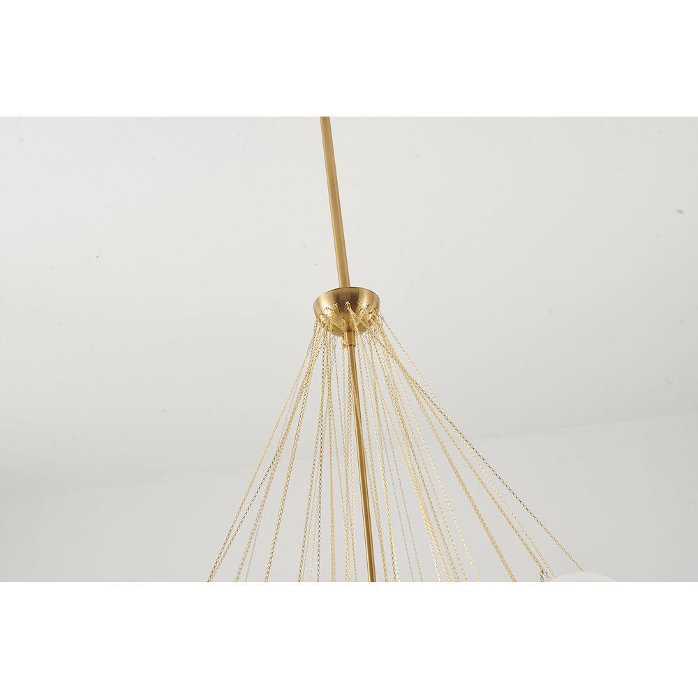 3-Light Gold Chandelier With White Frosted Glass Shades