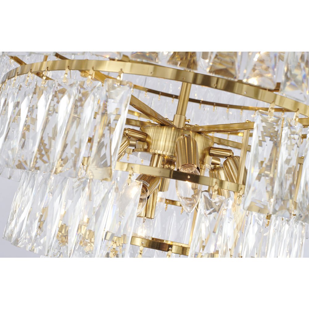 30-Light Gold Chandelier With Clear Crystals