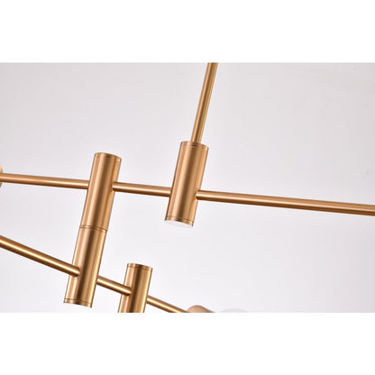 8-Light 4-Tier Brass Metal Chandelier With Adjustable Arms