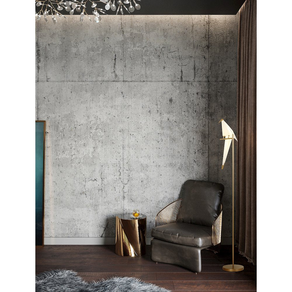 1-Light Gold LED Floor Lamp With A White Plastic Bird