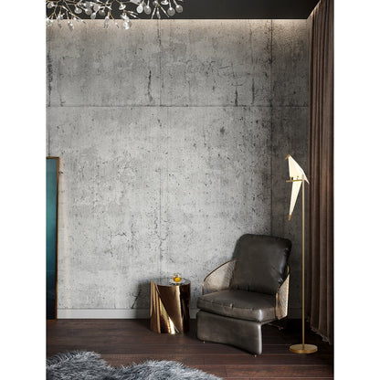1-Light Gold LED Floor Lamp With A White Plastic Bird