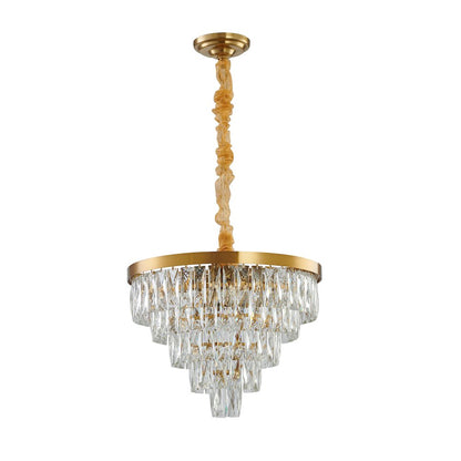 12-Light Gold Metal Chandelier With Clear Crystals
