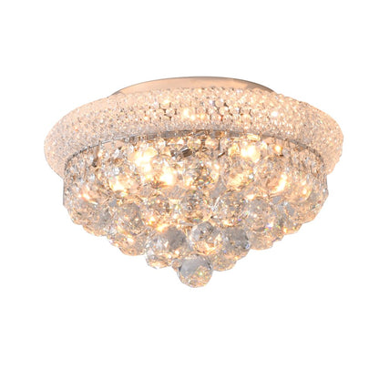 3-Light chrome Flush Mount With Clear Crystals