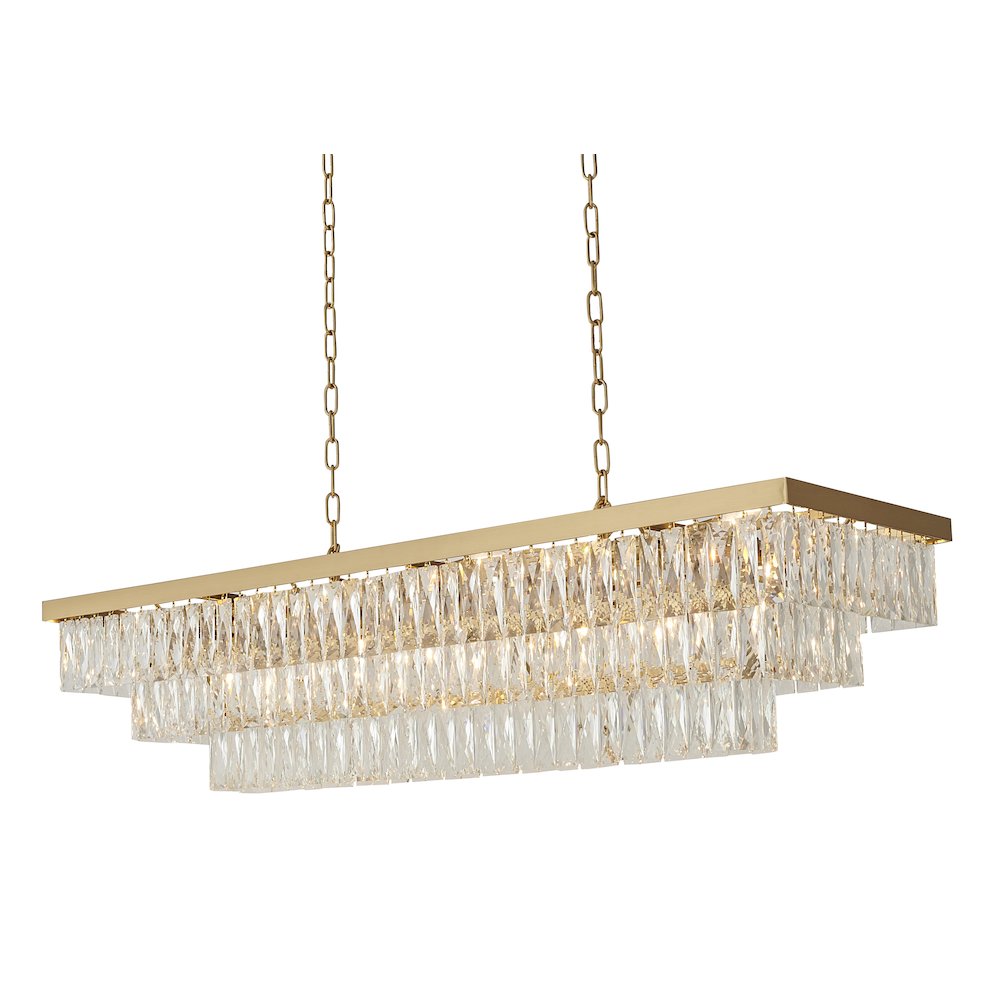 17-Light Gold Chandelier With Clear Crystals