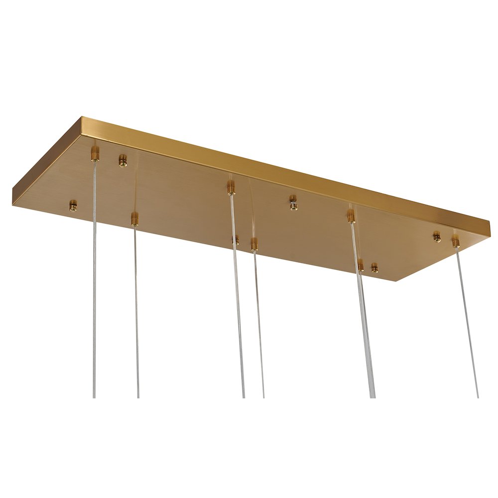 7-Light Gold Island Lighting With A Clear Bubble Crystal