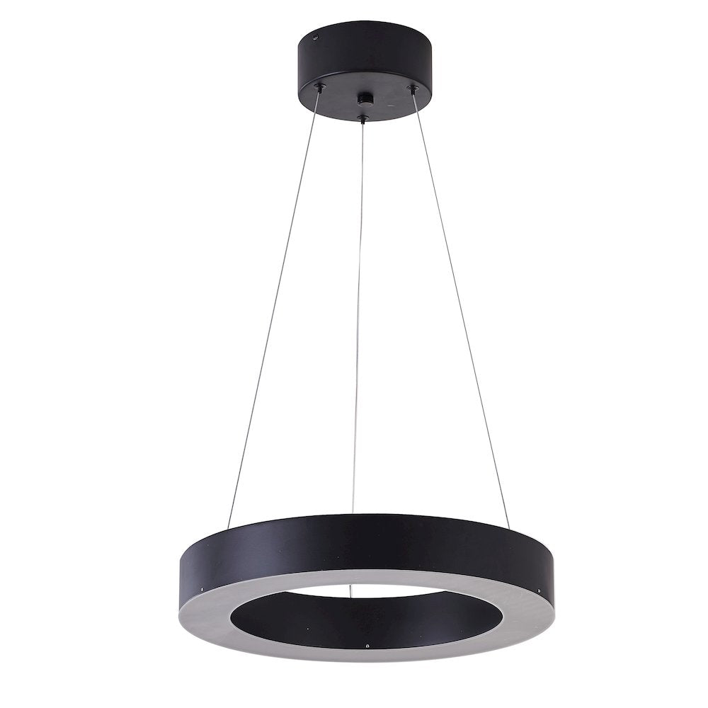 1-Light Matte Black LED Halo Ring Chandelier