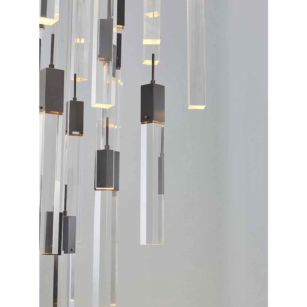41-Light Matte Black Chandelier With A Clear Crystal
