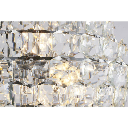 27-Light Chrome Chandelier With Clear Hanging Crystals