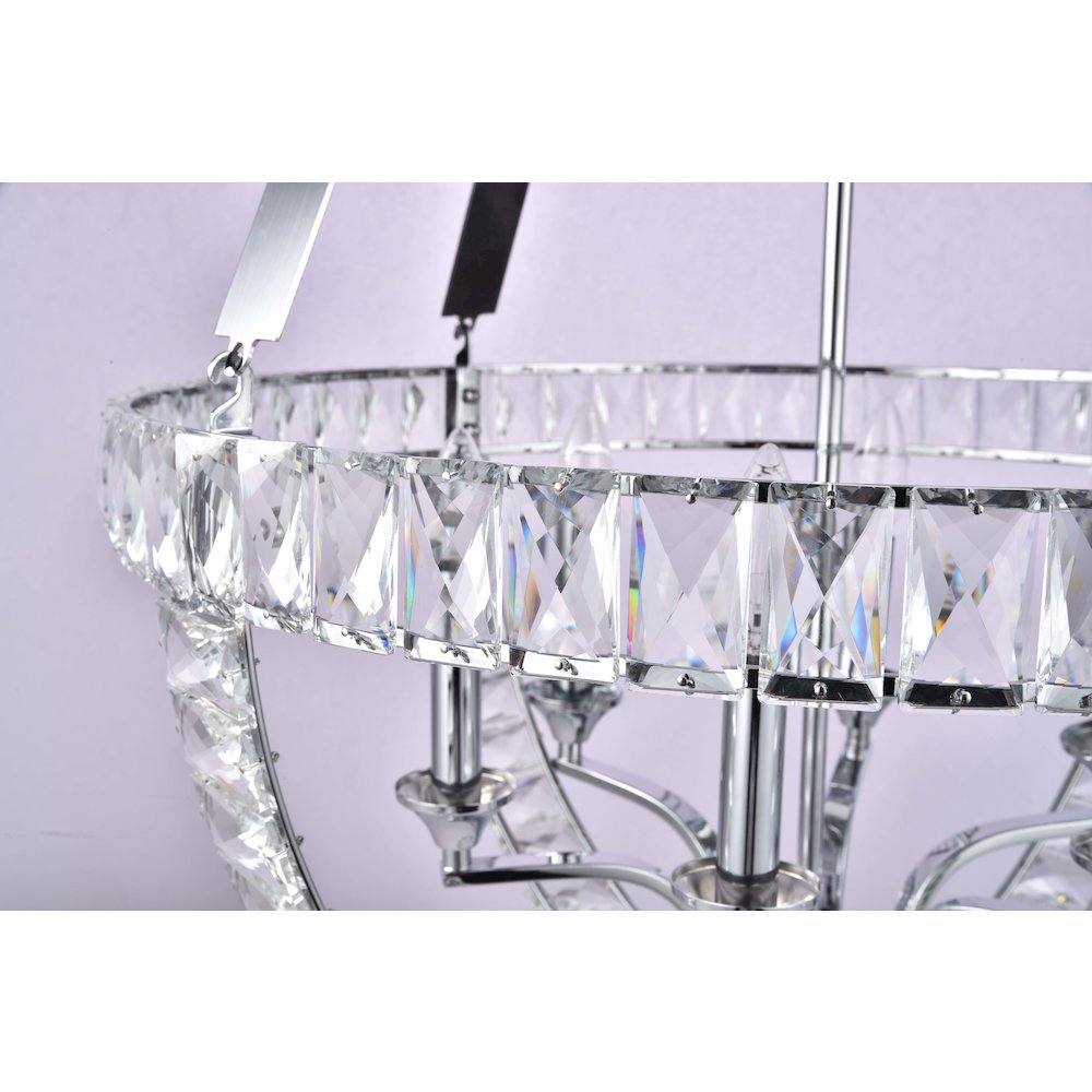 6-Light Chrome Metal Chandelier With Clear Crystals