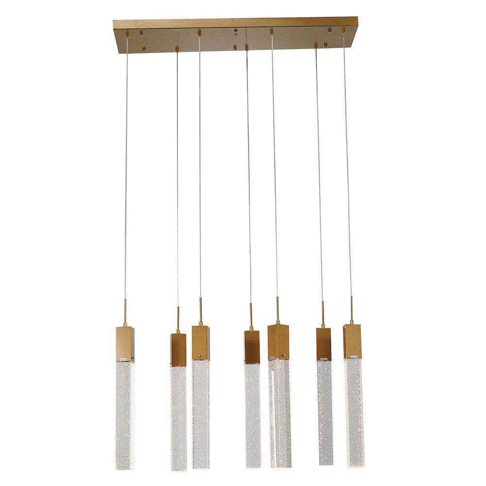 7-Light Gold Island Lighting With A Clear Bubble Crystal