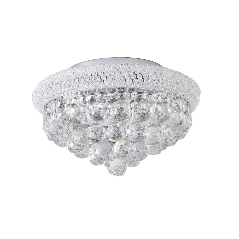 3-Light chrome Flush Mount With Clear Crystals