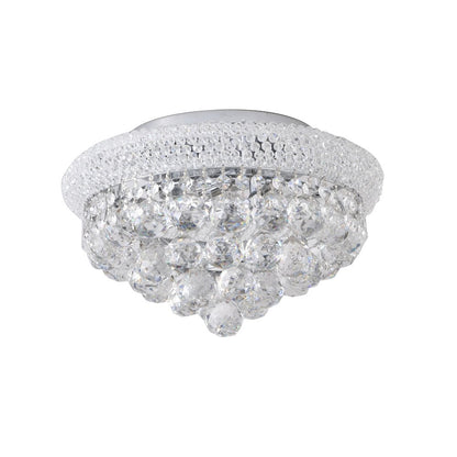 3-Light chrome Flush Mount With Clear Crystals