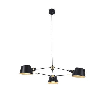 3-Light Black Iron Chandelier With Black Aluminum Shades