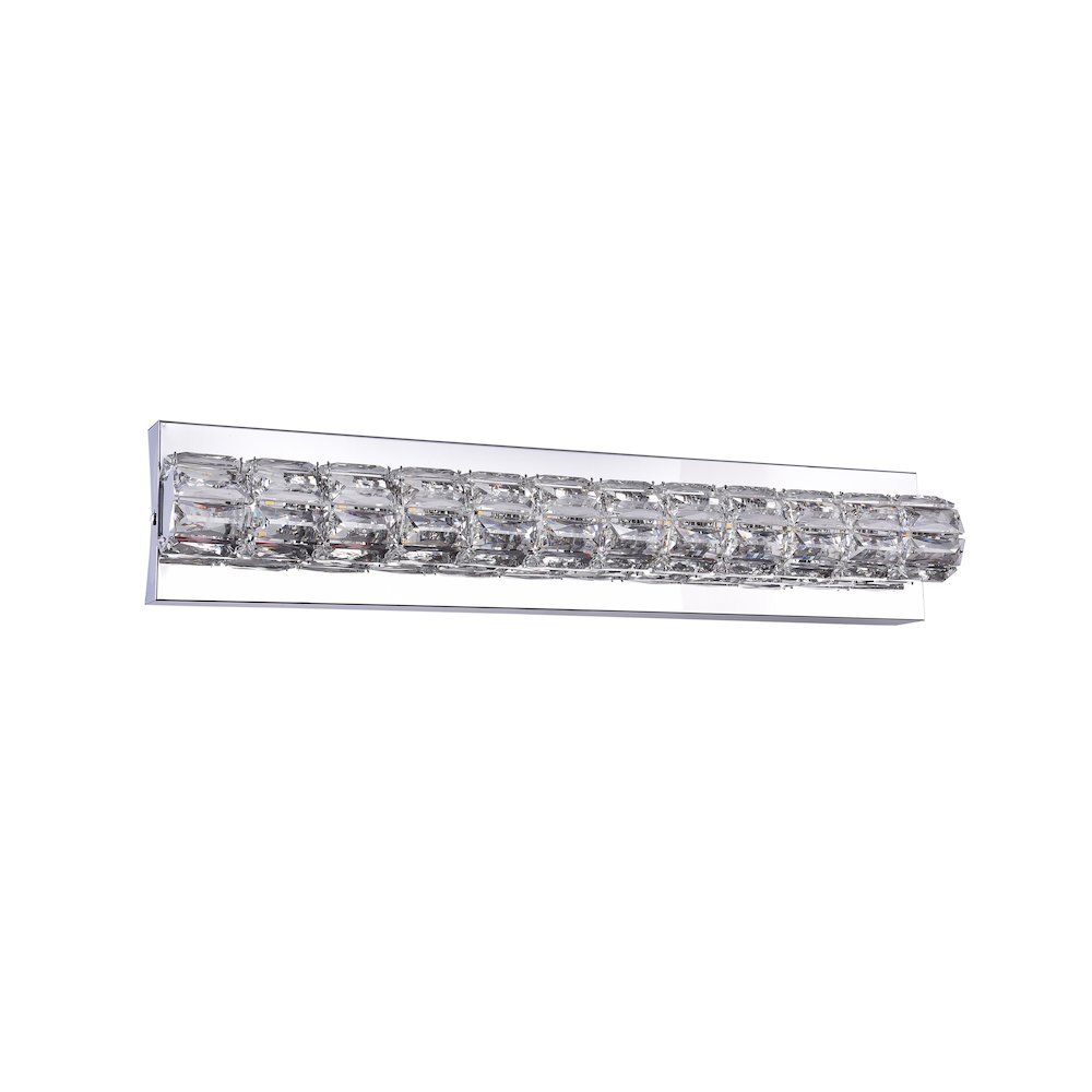 1-Light Chrome Wall Sconce With Clear Crystal Accents