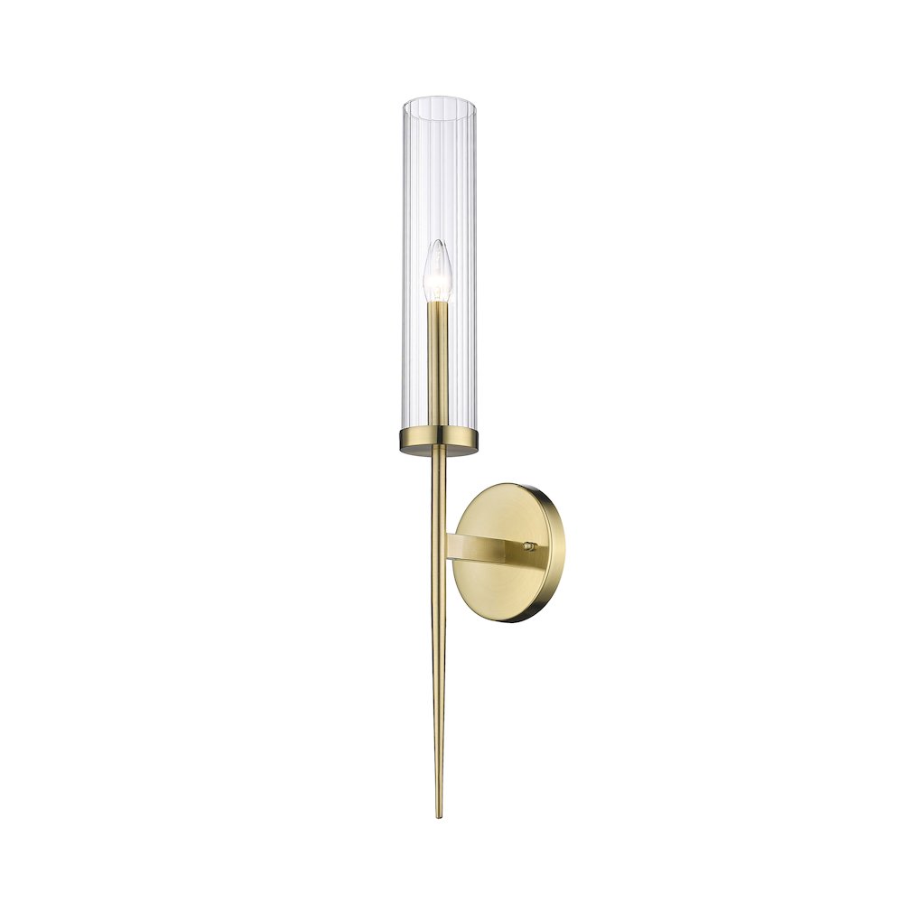 1-Light Gold Iron Wall Sconce With A Clear Glass Shade