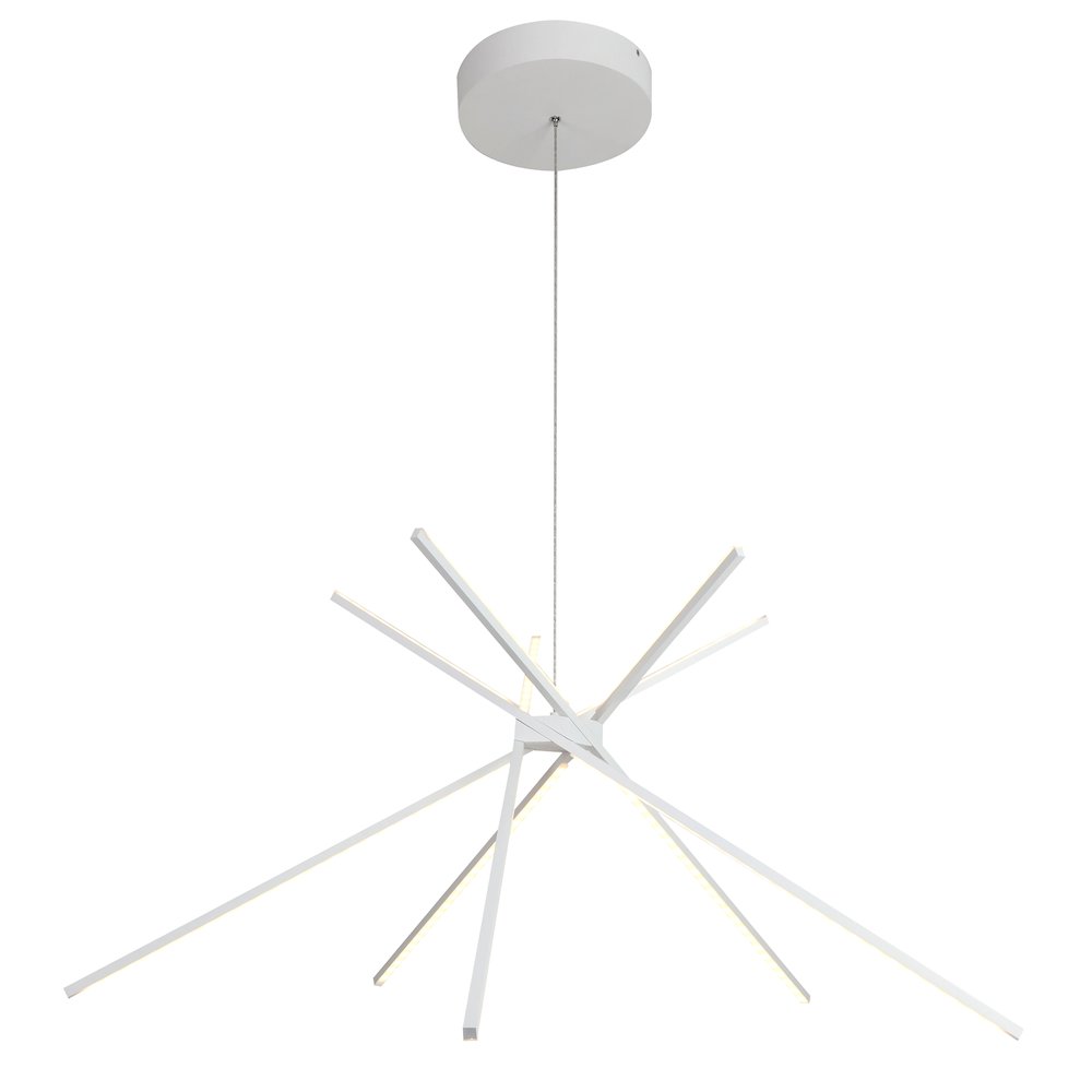 5-Light Matte White Metal LED Chandelier With Selectable LED Color Temperature