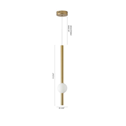 1-Light Gold LED Pendant With A White Acrylic Shade