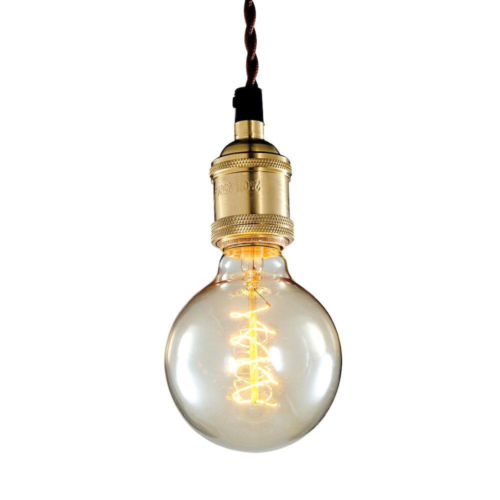 1-Light Black Fabric Twisted Cord Single Pendant