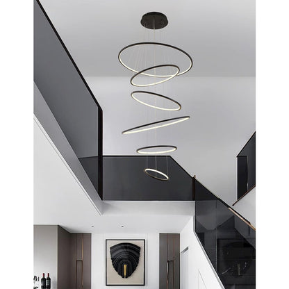6-Light Matte Black Aluminum LED Chandelier With White Acrylic Diffusers