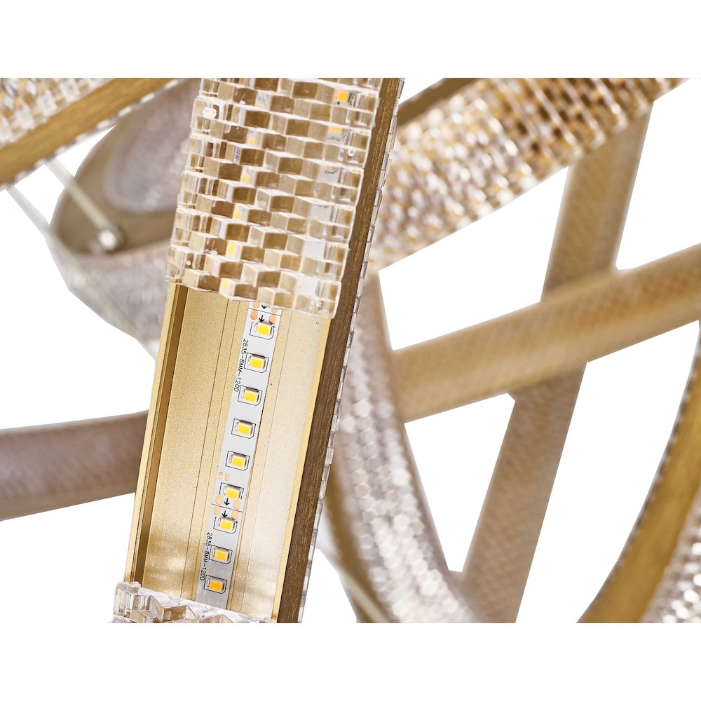 3-Light Sand Gold LED Chandelier With Clear Acrylic Diffusers