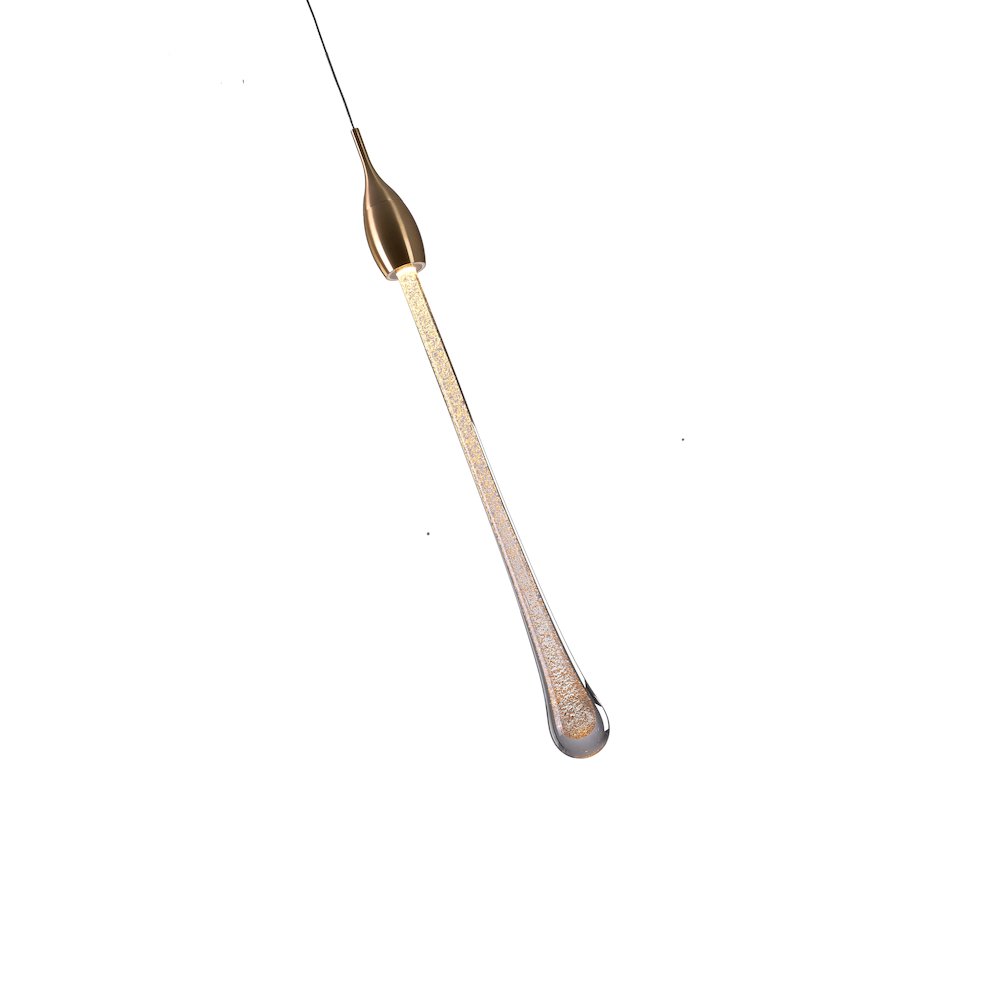 1-Light Gold Aluminum LED Pendant With A Dusted Clear Glass