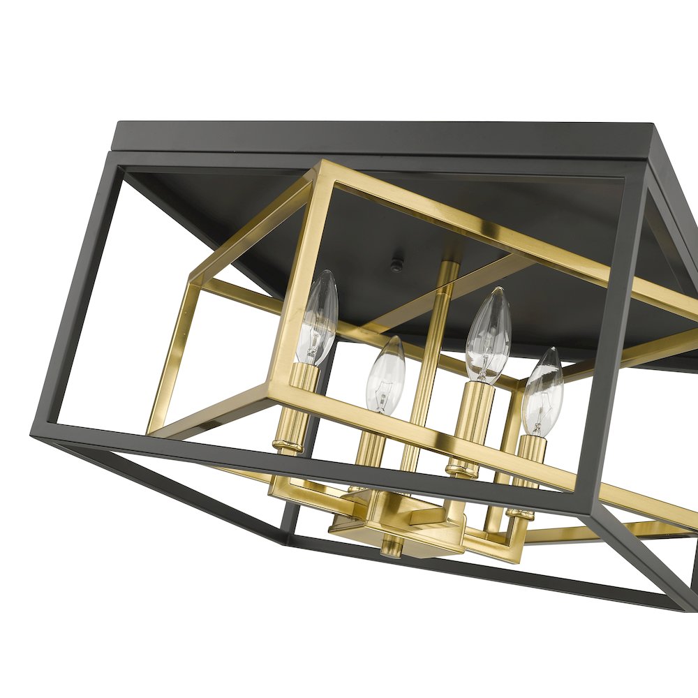 4-Light Black And Gold Interlocked Box Flush Mount