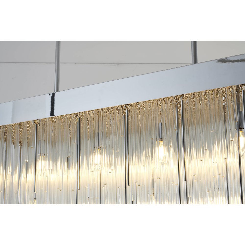 14-Light Chrome Chandelier With Clear Looped Glass