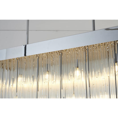 14-Light Chrome Chandelier With Clear Looped Glass