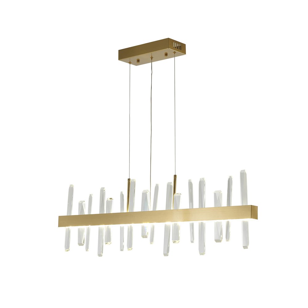 1-Light Gold Stainless Steel LED Chandelier With Clear Crystals