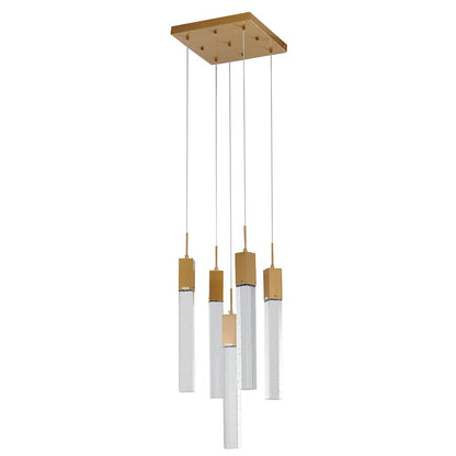 5-Light Gold Chandelier With A Clear Bubble Crystal