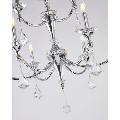 9-Light Chrome Chandelier With Clear And Champagne Crystals