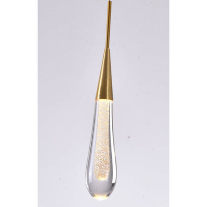 1-Light Gold Aluminum LED Pendant With A Clear Glass Accent